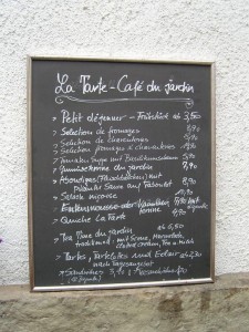 Tageskarte des Cafe du Jardin Weimar